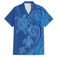 Hawaiian Turtles and Polynesian Art Tattoo Family Matching Long Sleeve Bodycon Dress and Hawaiian Shirt Ocean Abyss