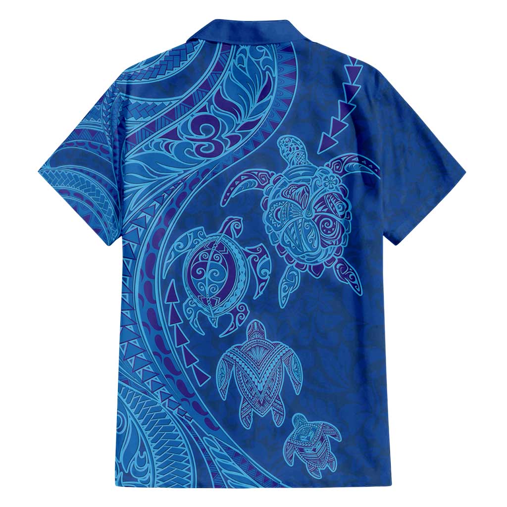 Hawaiian Turtles and Polynesian Art Tattoo Family Matching Long Sleeve Bodycon Dress and Hawaiian Shirt Ocean Abyss