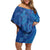 Hawaiian Turtles and Polynesian Art Tattoo Family Matching Off Shoulder Short Dress and Hawaiian Shirt Ocean Abyss
