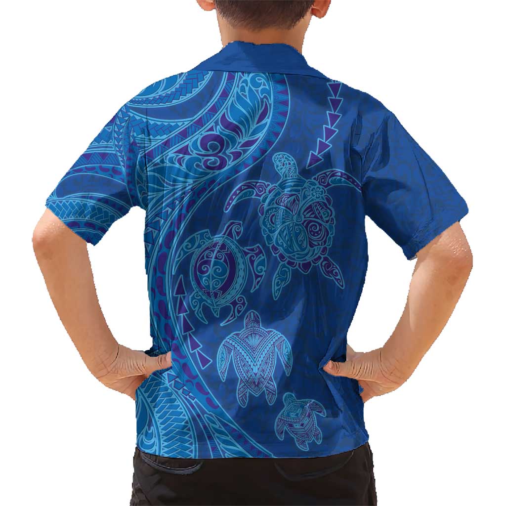 Hawaiian Turtles and Polynesian Art Tattoo Family Matching Short Sleeve Bodycon Dress and Hawaiian Shirt Ocean Abyss