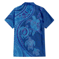 Hawaiian Turtles and Polynesian Art Tattoo Family Matching Short Sleeve Bodycon Dress and Hawaiian Shirt Ocean Abyss