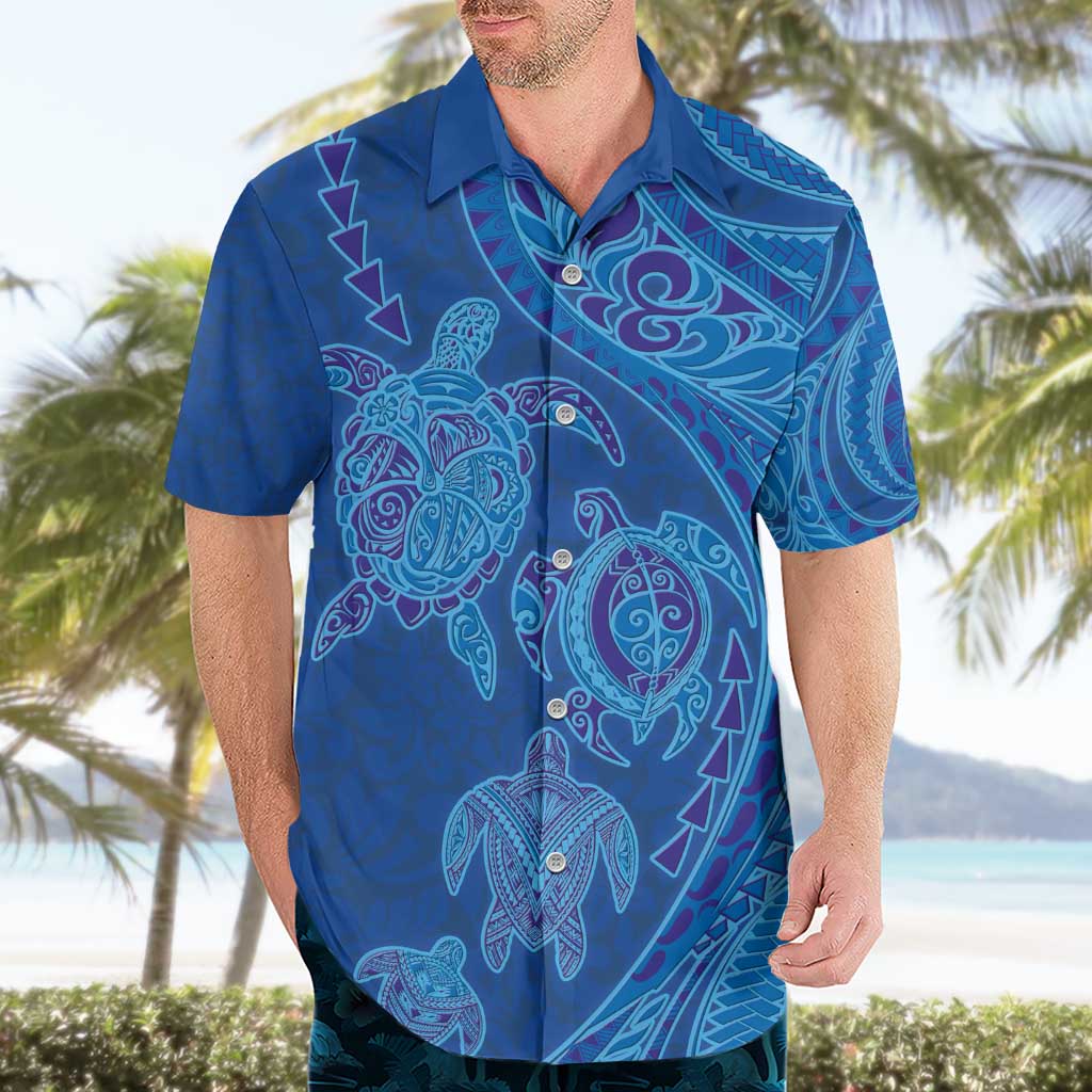 Hawaiian Turtles and Polynesian Art Tattoo Hawaiian Shirt Ocean Abyss