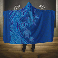 Hawaiian Turtles and Polynesian Art Tattoo Hooded Blanket Ocean Abyss