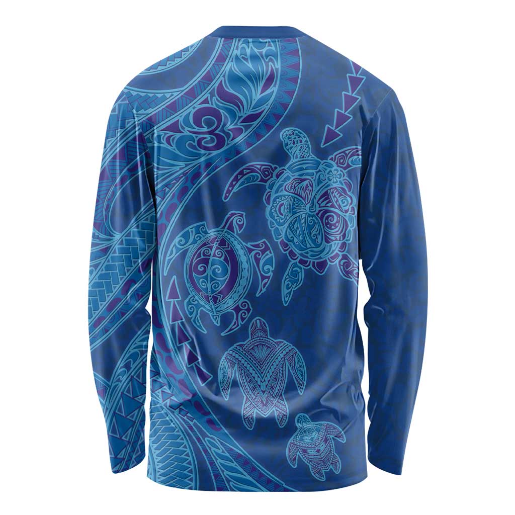 Hawaiian Turtles and Polynesian Art Tattoo Long Sleeve Shirt Ocean Abyss