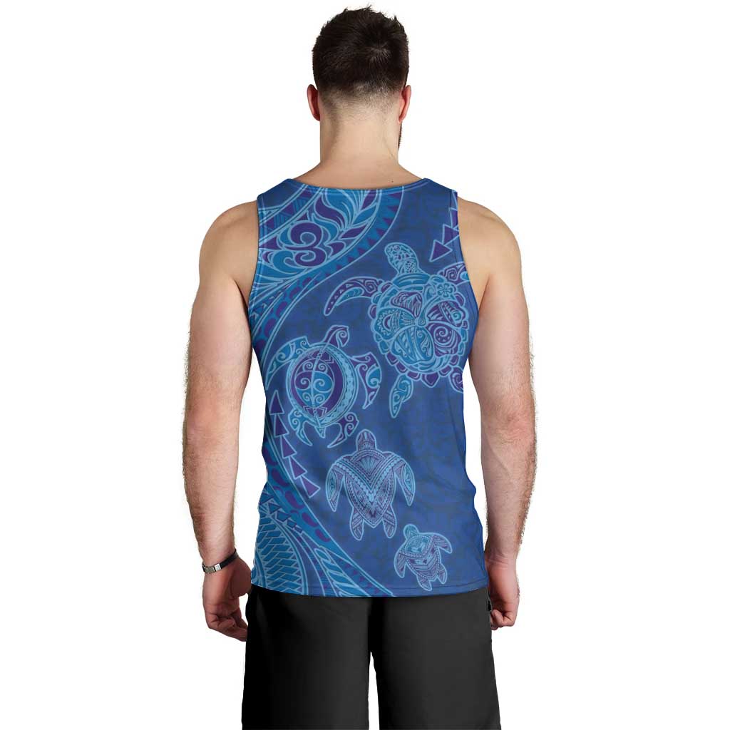Hawaiian Turtles and Polynesian Art Tattoo Men Tank Top Ocean Abyss