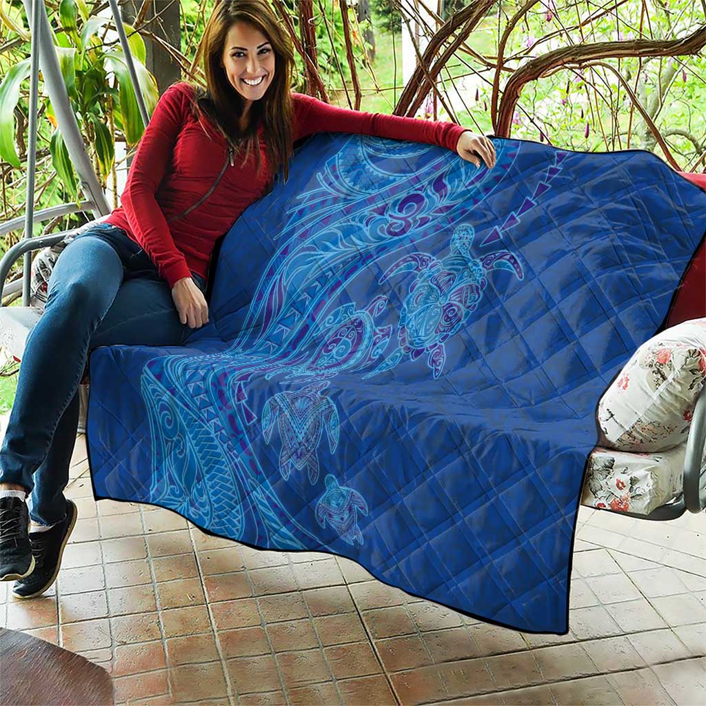 Hawaiian Turtles and Polynesian Art Tattoo Quilt Ocean Abyss