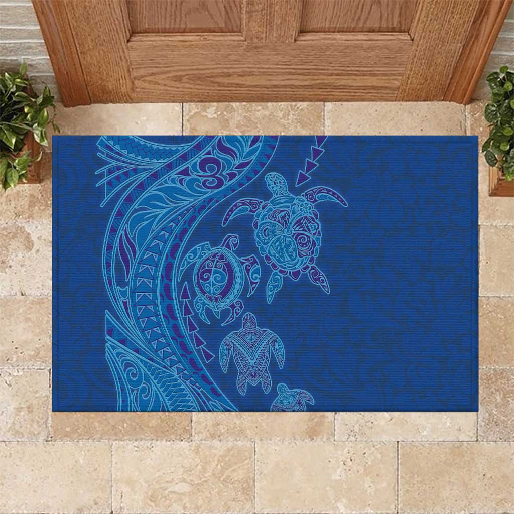 Hawaiian Turtles and Polynesian Art Tattoo Rubber Doormat Ocean Abyss