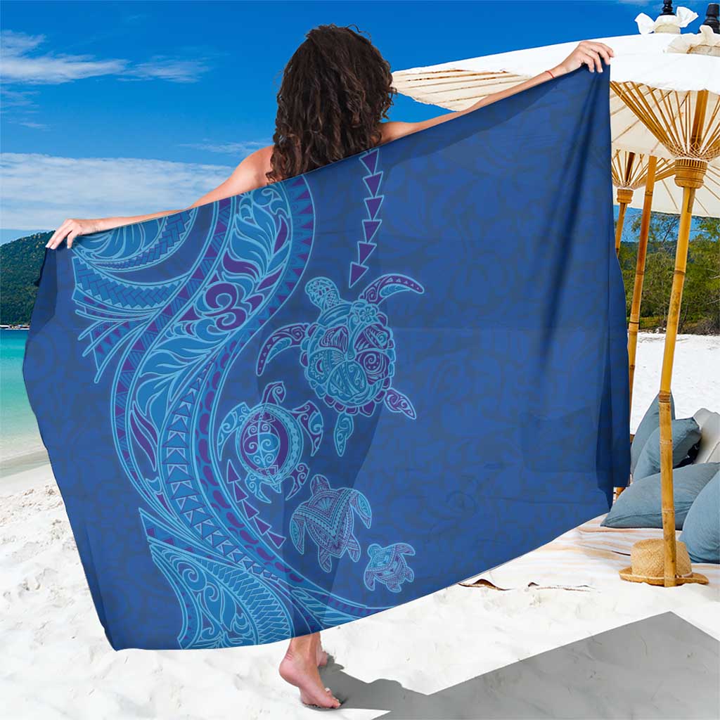 Hawaiian Turtles and Polynesian Art Tattoo Sarong Ocean Abyss LT03 One Size 44 x 66 inches Blue - Polynesian Pride