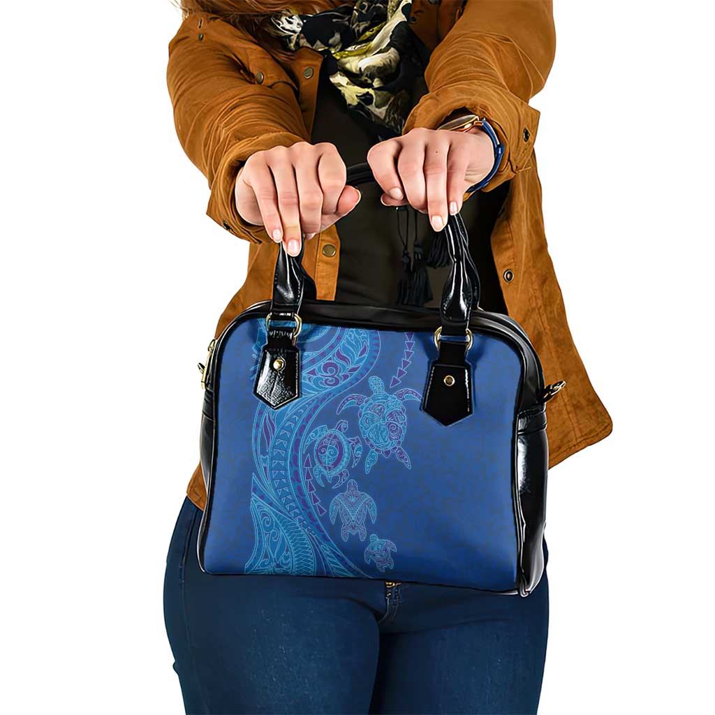 Hawaiian Turtles and Polynesian Art Tattoo Shoulder Handbag Ocean Abyss LT03 One Size Blue - Polynesian Pride