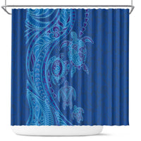 Hawaiian Turtles and Polynesian Art Tattoo Shower Curtain Ocean Abyss LT03 Blue - Polynesian Pride