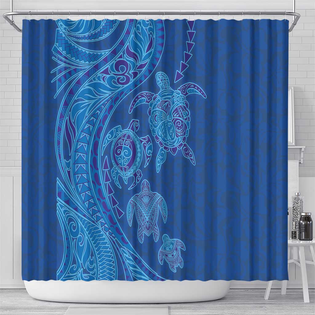 Hawaiian Turtles and Polynesian Art Tattoo Shower Curtain Ocean Abyss LT03 - Polynesian Pride