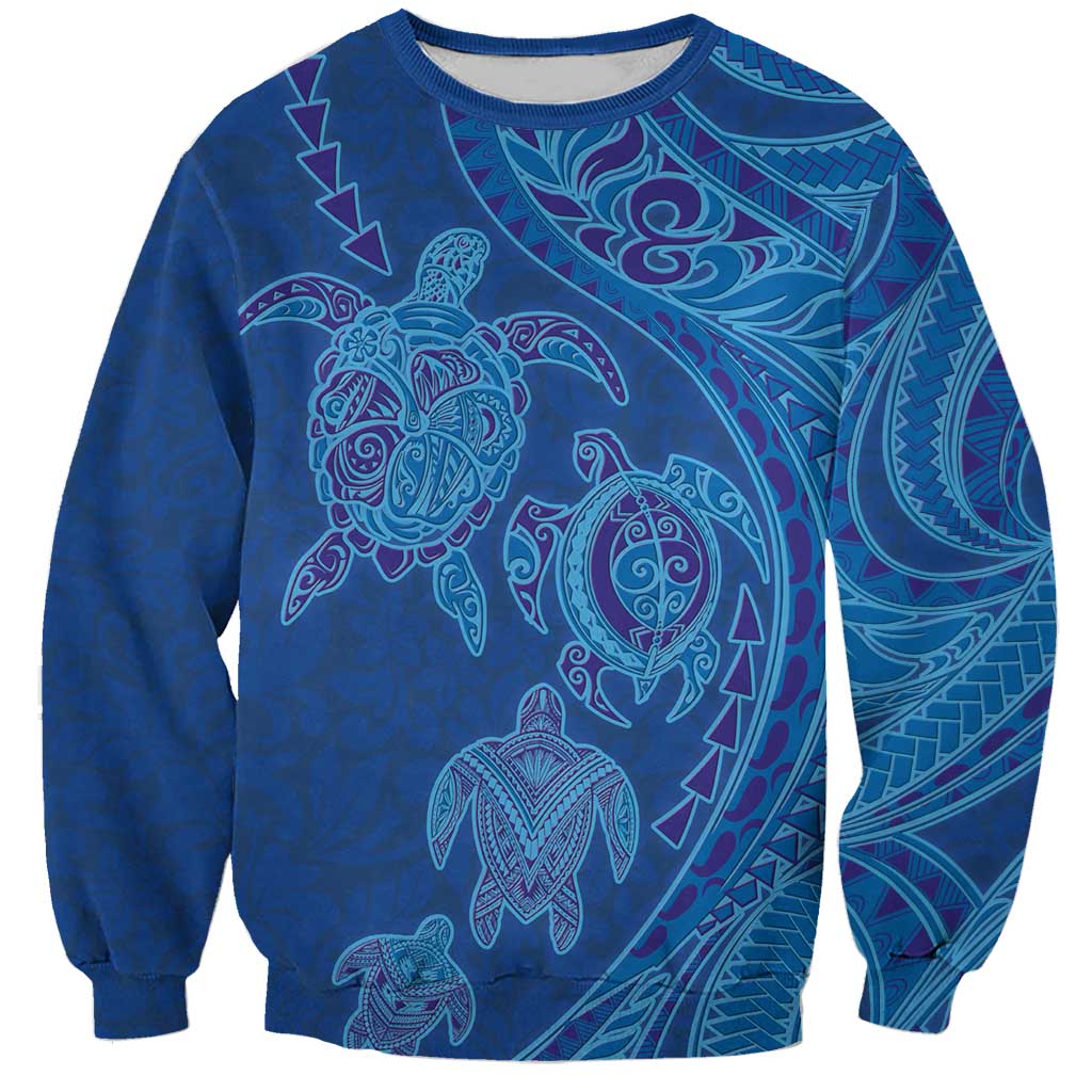 Hawaiian Turtles and Polynesian Art Tattoo Sweatshirt Ocean Abyss