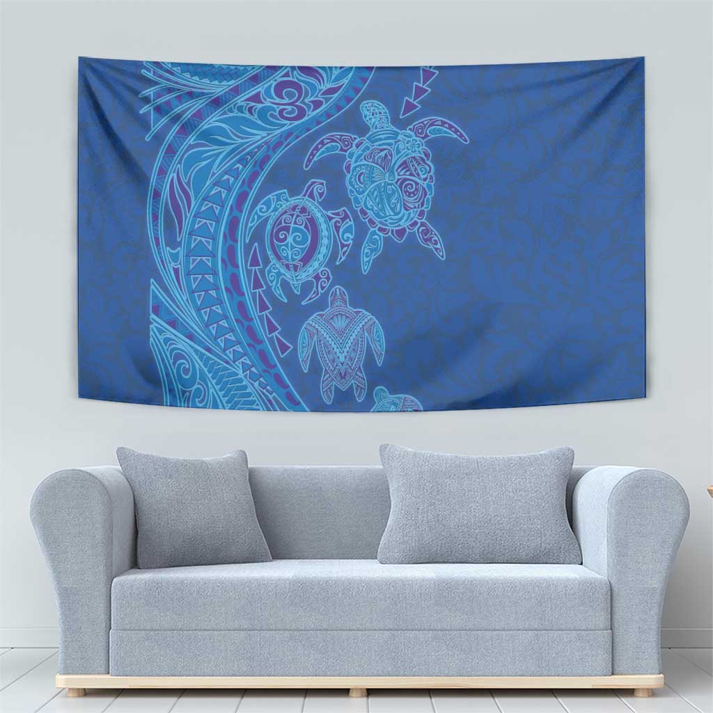 Hawaiian Turtles and Polynesian Art Tattoo Tapestry Ocean Abyss