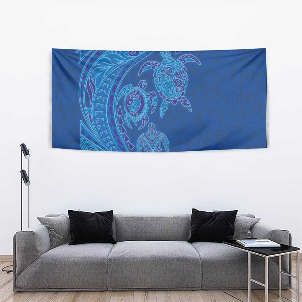 Hawaiian Turtles and Polynesian Art Tattoo Tapestry Ocean Abyss