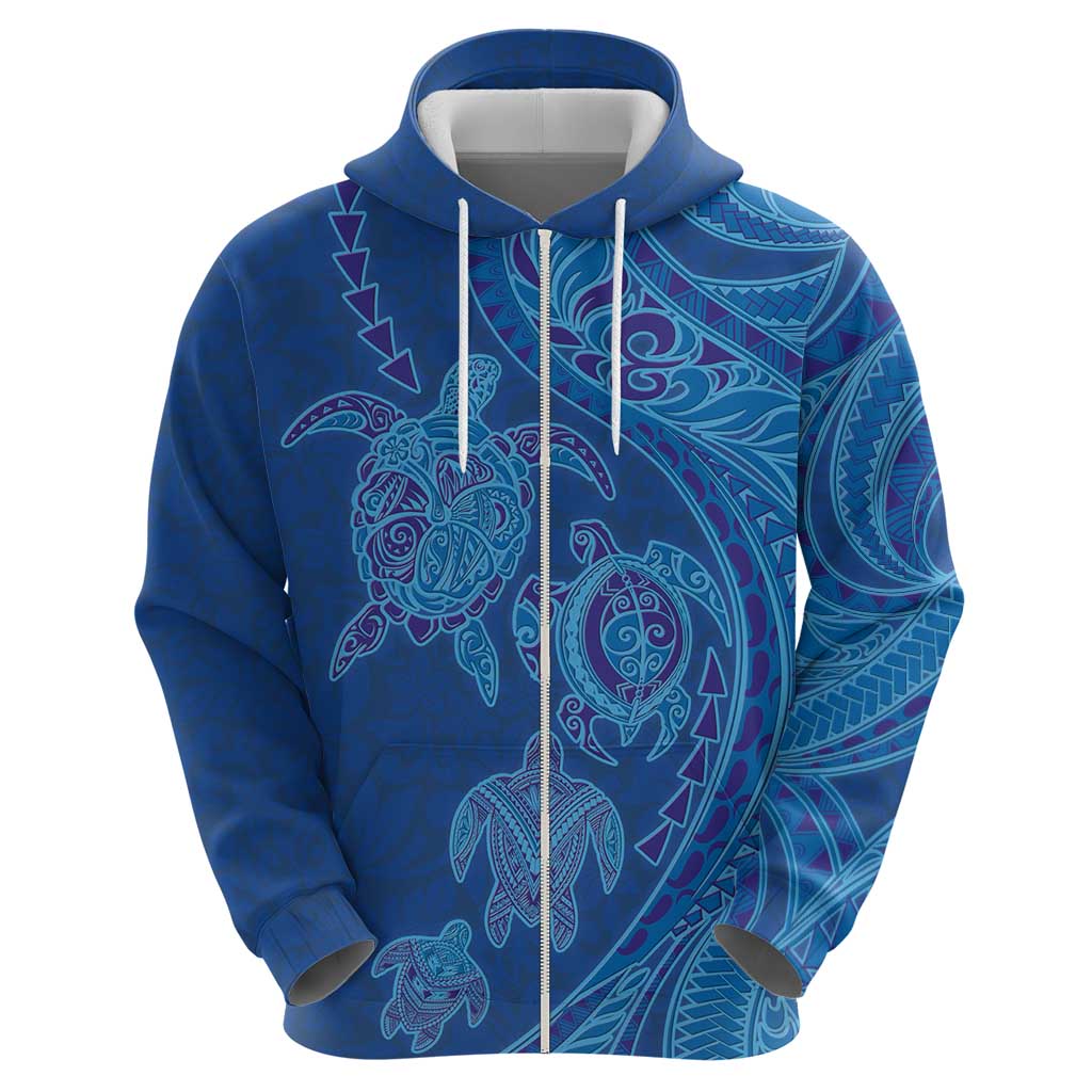 Hawaiian Turtles and Polynesian Art Tattoo Zip Hoodie Ocean Abyss
