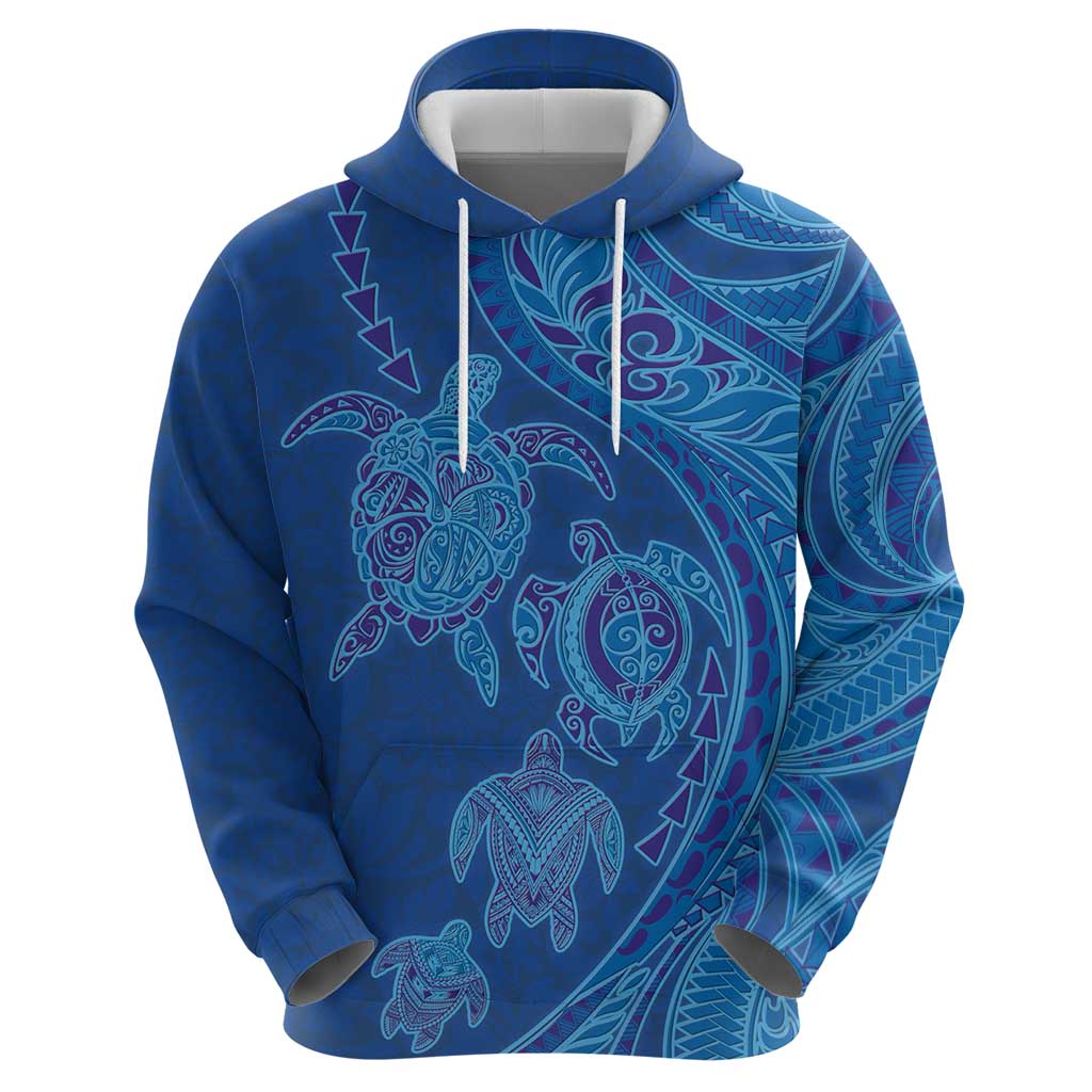Hawaiian Turtles and Polynesian Art Tattoo Zip Hoodie Ocean Abyss