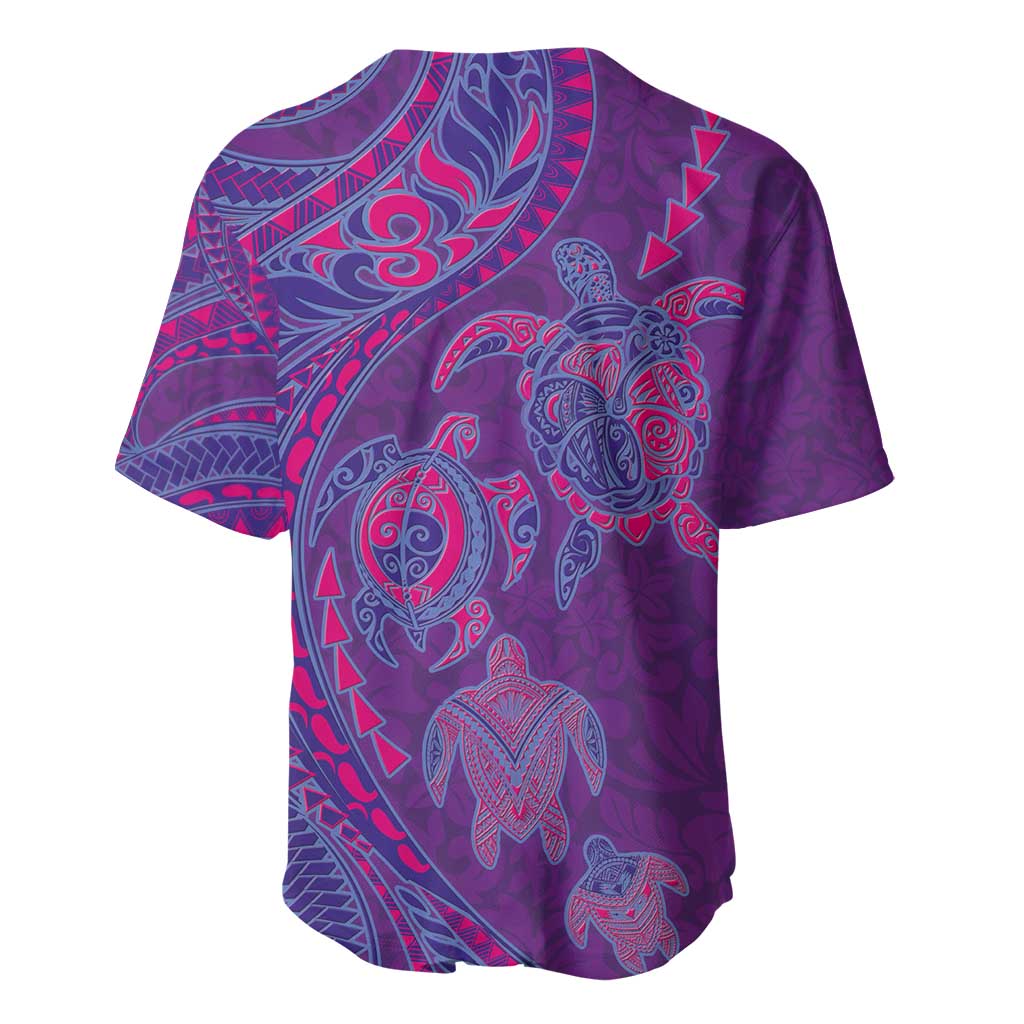 Hawaiian Turtles and Polynesian Art Tattoo Baseball Jersey Dusky Violet