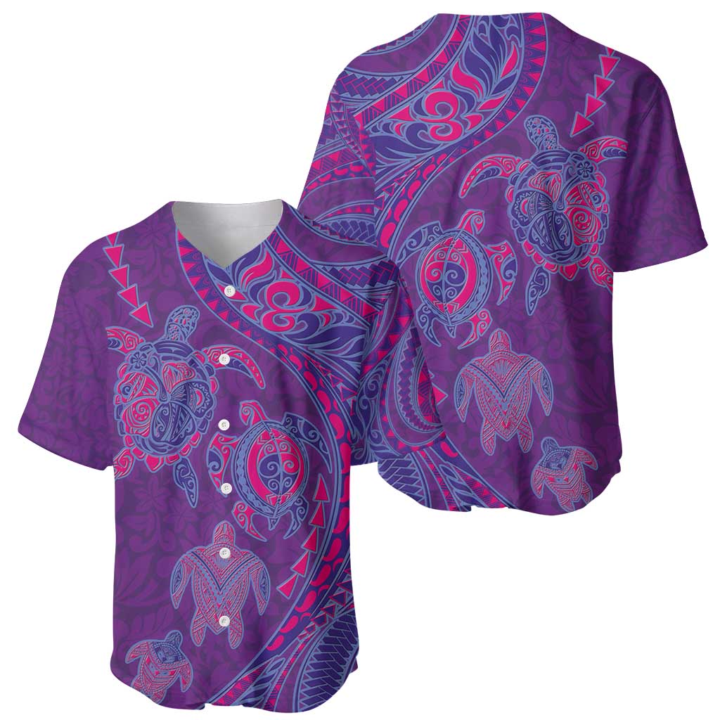 Hawaiian Turtles and Polynesian Art Tattoo Baseball Jersey Dusky Violet