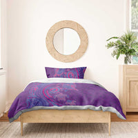 Hawaiian Turtles and Polynesian Art Tattoo Bedding Set Dusky Violet