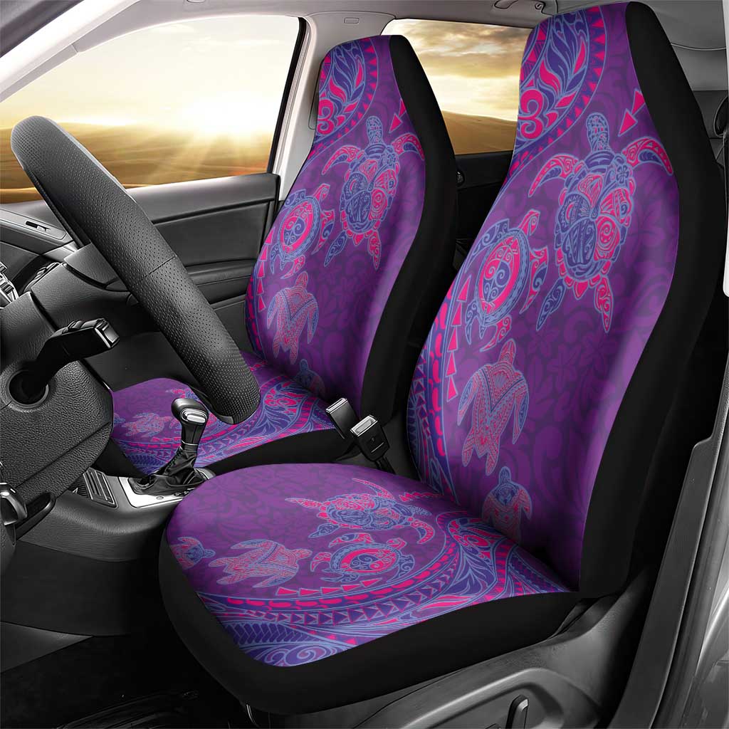 Hawaiian Turtles and Polynesian Art Tattoo Car Seat Cover Dusky Violet