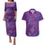 Hawaiian Turtles and Polynesian Art Tattoo Couples Matching Puletasi and Hawaiian Shirt Dusky Violet