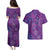 Hawaiian Turtles and Polynesian Art Tattoo Couples Matching Puletasi and Hawaiian Shirt Dusky Violet