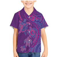 Hawaiian Turtles and Polynesian Art Tattoo Family Matching Mermaid Dress and Hawaiian Shirt Dusky Violet