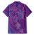 Hawaiian Turtles and Polynesian Art Tattoo Family Matching Off Shoulder Short Dress and Hawaiian Shirt Dusky Violet