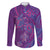 Hawaiian Turtles and Polynesian Art Tattoo Family Matching Off Shoulder Short Dress and Hawaiian Shirt Dusky Violet