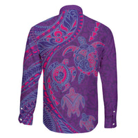 Hawaiian Turtles and Polynesian Art Tattoo Family Matching Off Shoulder Short Dress and Hawaiian Shirt Dusky Violet