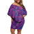 Hawaiian Turtles and Polynesian Art Tattoo Family Matching Off Shoulder Short Dress and Hawaiian Shirt Dusky Violet