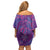 Hawaiian Turtles and Polynesian Art Tattoo Family Matching Off Shoulder Short Dress and Hawaiian Shirt Dusky Violet