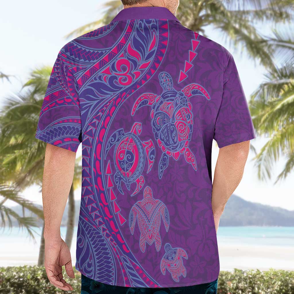 Hawaiian Turtles and Polynesian Art Tattoo Hawaiian Shirt Dusky Violet