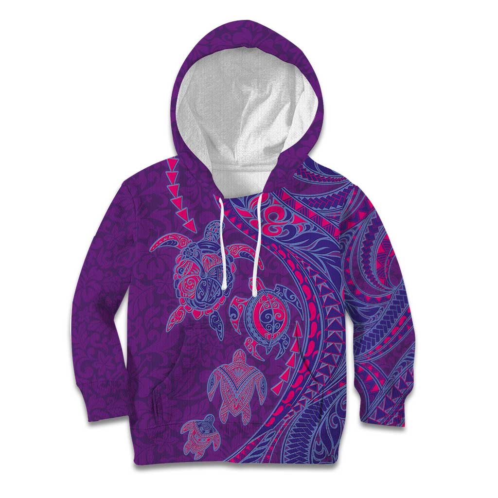 Hawaiian Turtles and Polynesian Art Tattoo Kid Hoodie Dusky Violet