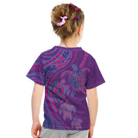 Hawaiian Turtles and Polynesian Art Tattoo Kid T Shirt Dusky Violet