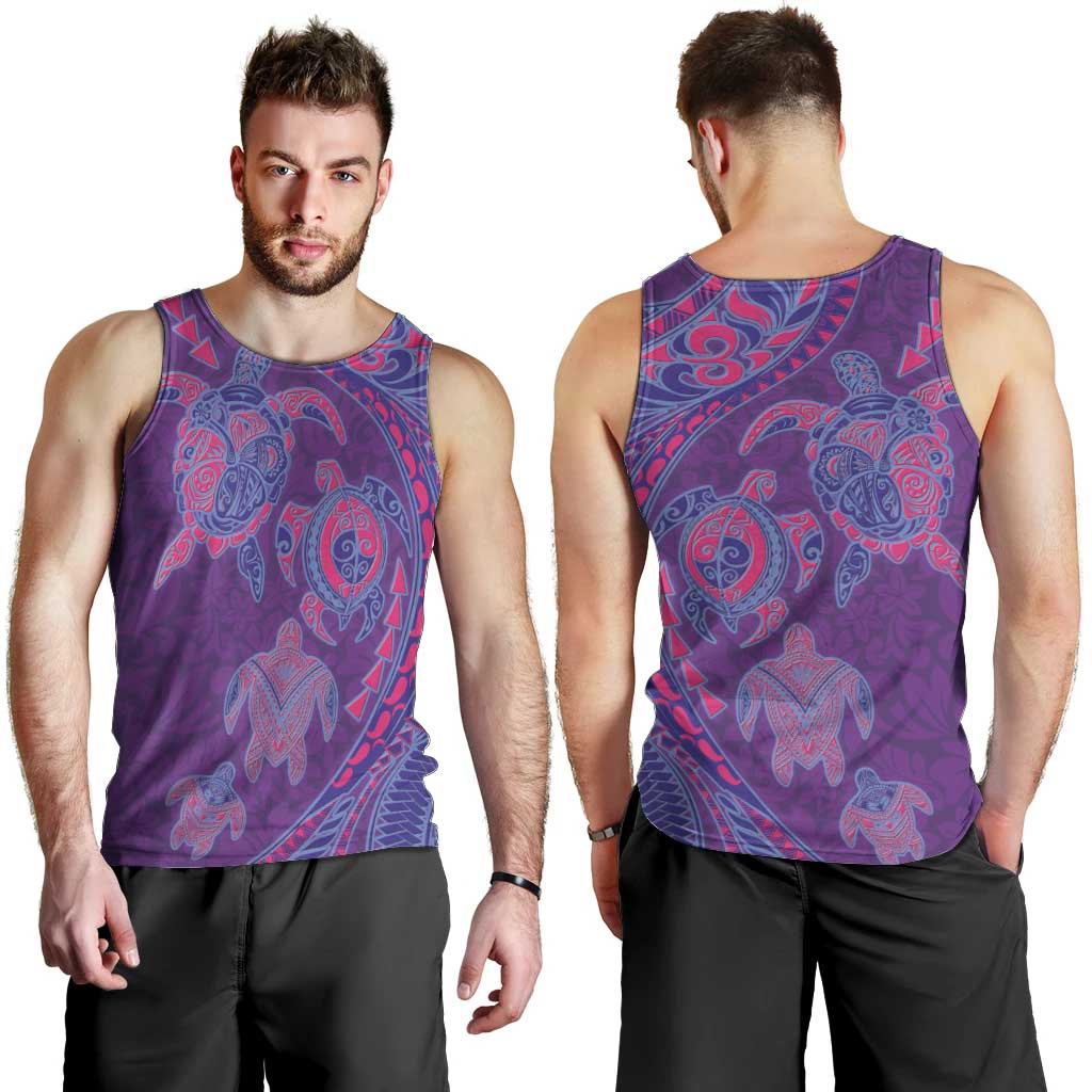 Hawaiian Turtles and Polynesian Art Tattoo Men Tank Top Dusky Violet