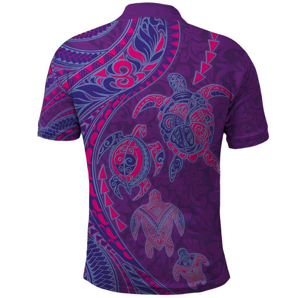 Hawaiian Turtles and Polynesian Art Tattoo Polo Shirt Dusky Violet