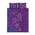 Hawaiian Turtles and Polynesian Art Tattoo Quilt Bed Set Dusky Violet