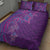 Hawaiian Turtles and Polynesian Art Tattoo Quilt Bed Set Dusky Violet