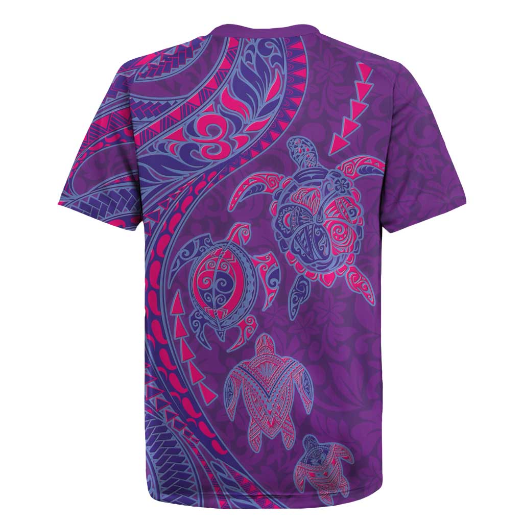 Hawaiian Turtles and Polynesian Art Tattoo Rugby Jersey Dusky Violet