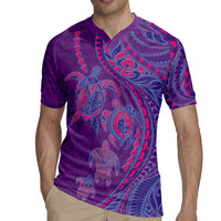 Hawaiian Turtles and Polynesian Art Tattoo Rugby Jersey Dusky Violet