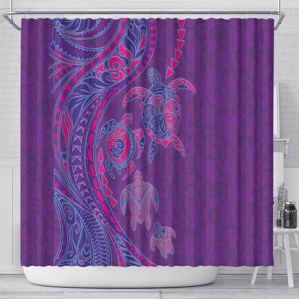 Hawaiian Turtles and Polynesian Art Tattoo Shower Curtain Dusky Violet LT03 - Polynesian Pride