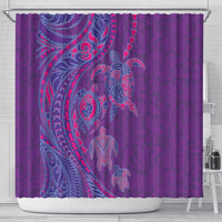 Hawaiian Turtles and Polynesian Art Tattoo Shower Curtain Dusky Violet LT03 - Polynesian Pride