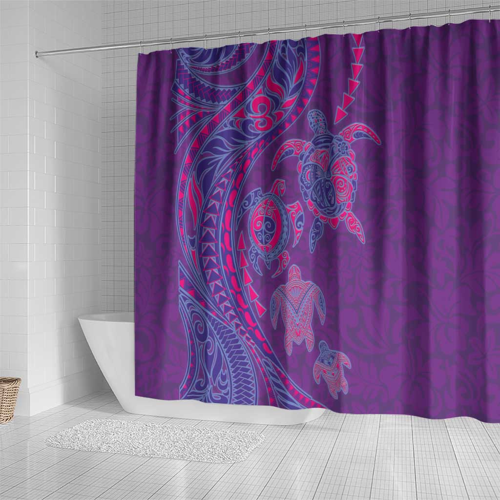 Hawaiian Turtles and Polynesian Art Tattoo Shower Curtain Dusky Violet LT03 - Polynesian Pride