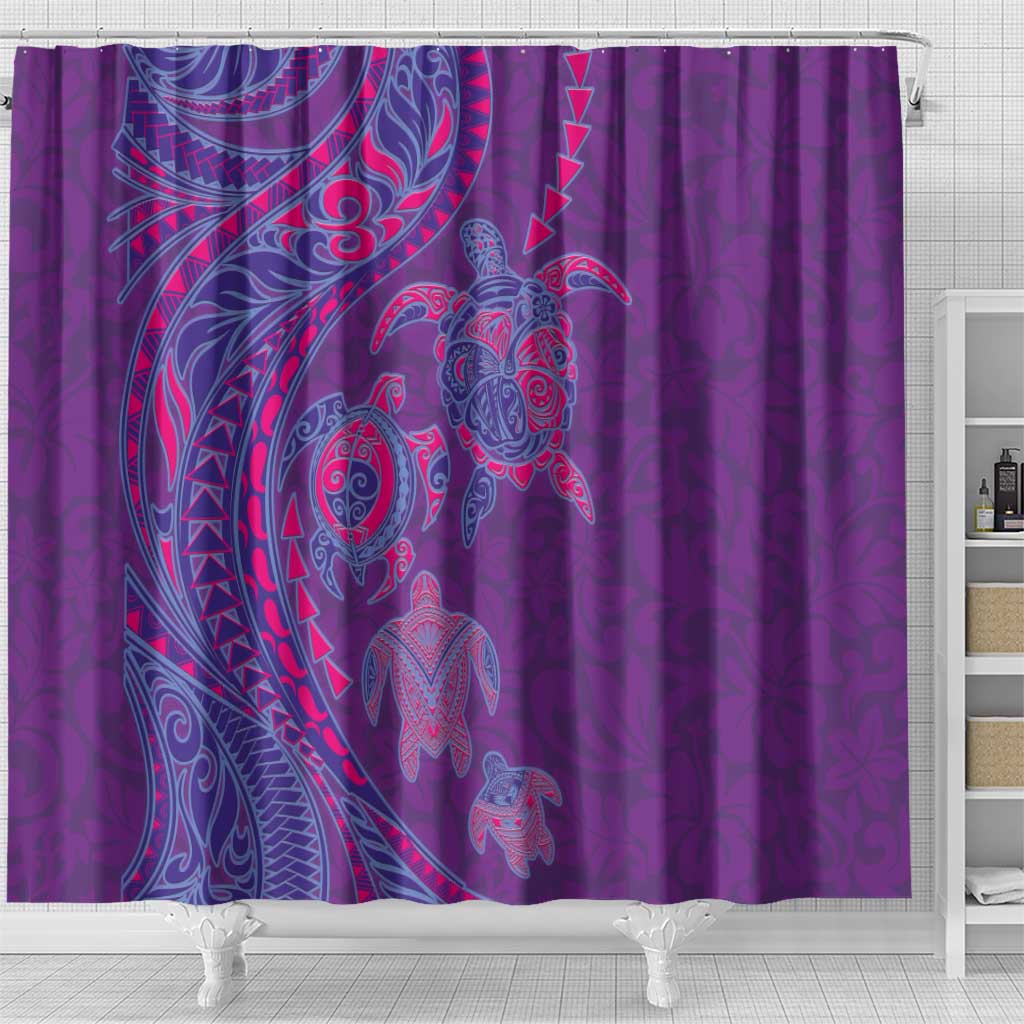 Hawaiian Turtles and Polynesian Art Tattoo Shower Curtain Dusky Violet LT03 - Polynesian Pride