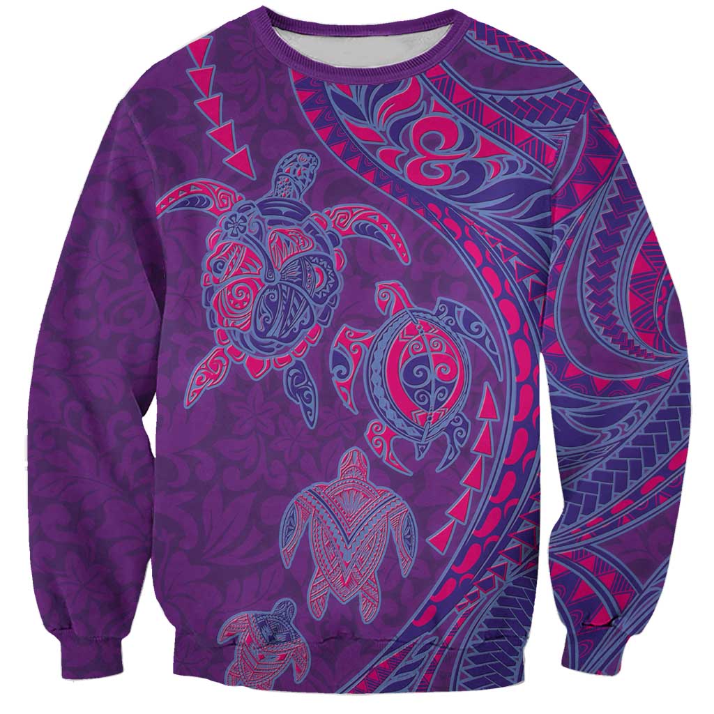 Hawaiian Turtles and Polynesian Art Tattoo Sweatshirt Dusky Violet