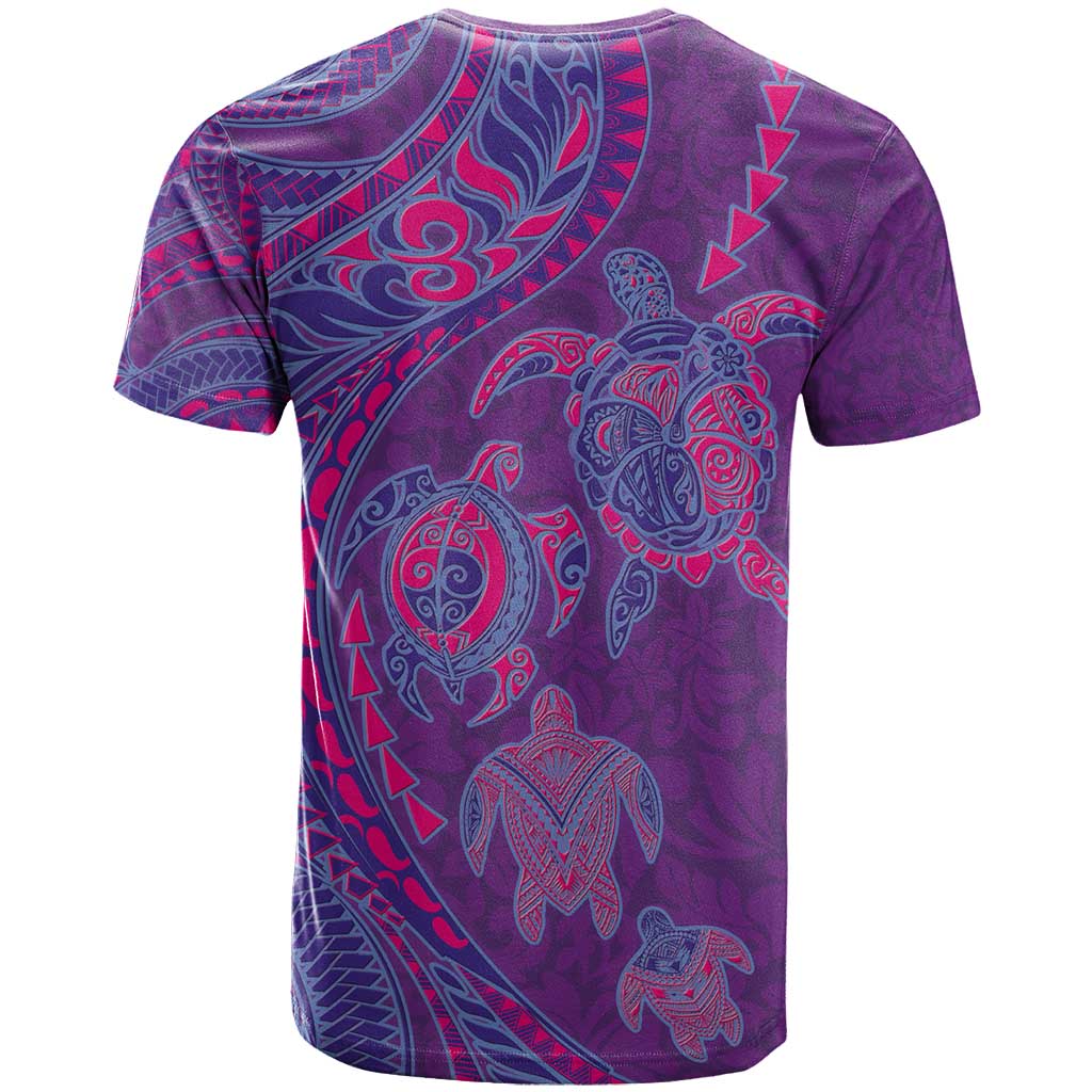 Hawaiian Turtles and Polynesian Art Tattoo T Shirt Dusky Violet