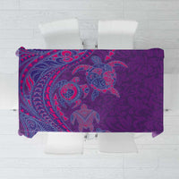 Hawaiian Turtles and Polynesian Art Tattoo Tablecloth Dusky Violet