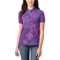 Hawaiian Turtles and Polynesian Art Tattoo Women Polo Shirt Dusky Violet