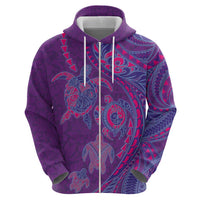 Hawaiian Turtles and Polynesian Art Tattoo Zip Hoodie Dusky Violet